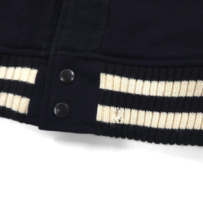 ink Remake Reconstructed Military Stadium Jacket, Size Small, Navy, US Navy, Leather Sleeves, Lamb Leather, Made in Japan