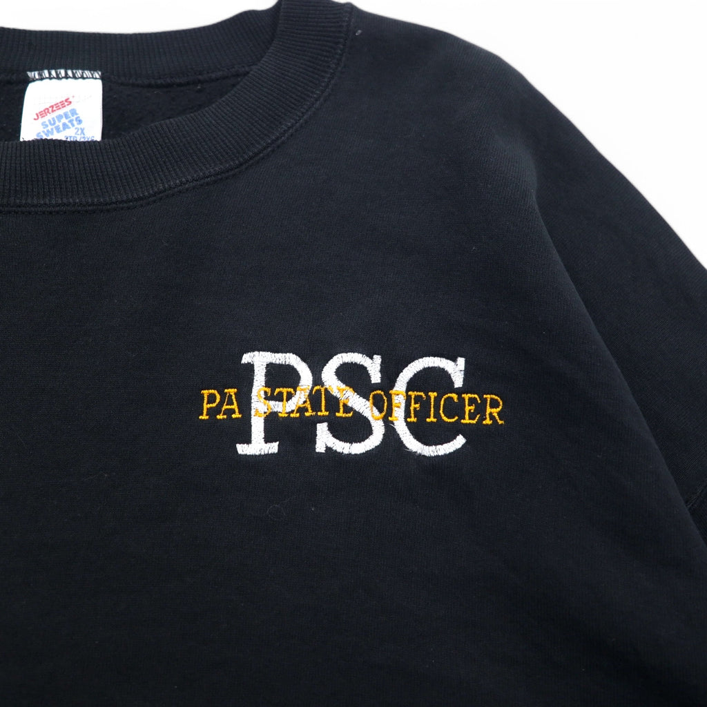 JERZEES USA made 80s SUPER SWEATS Crew neck sweatshirt 2XL Black Fleece lining PSC