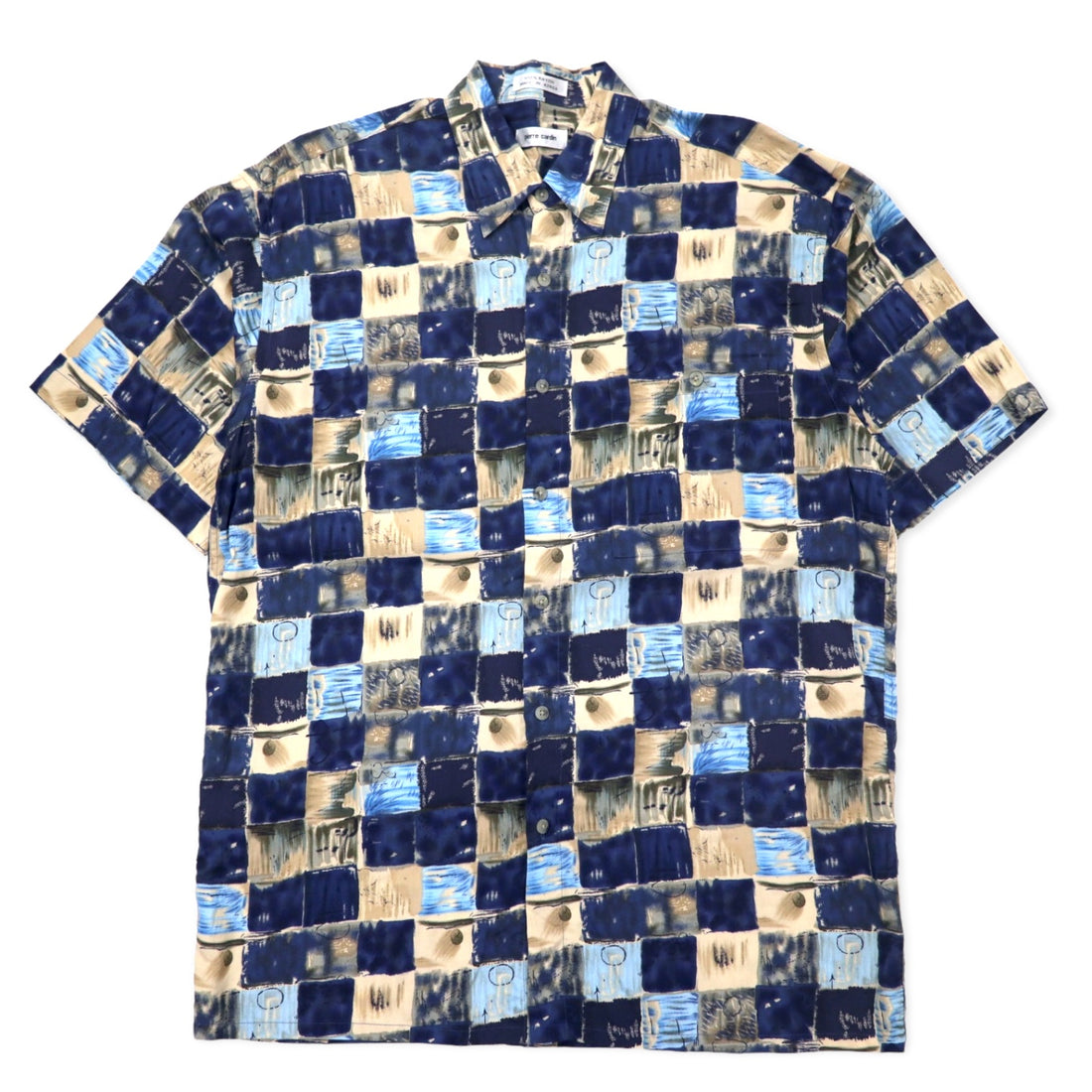 日本然リトテ-古着オンライン-pierre cardin 90年代 アロハシャツ XL ネイビー レーヨン 総柄 レトロ-pierre cardin 90's Hawaiian Shirt XL Navy Rayon Patterned Retro