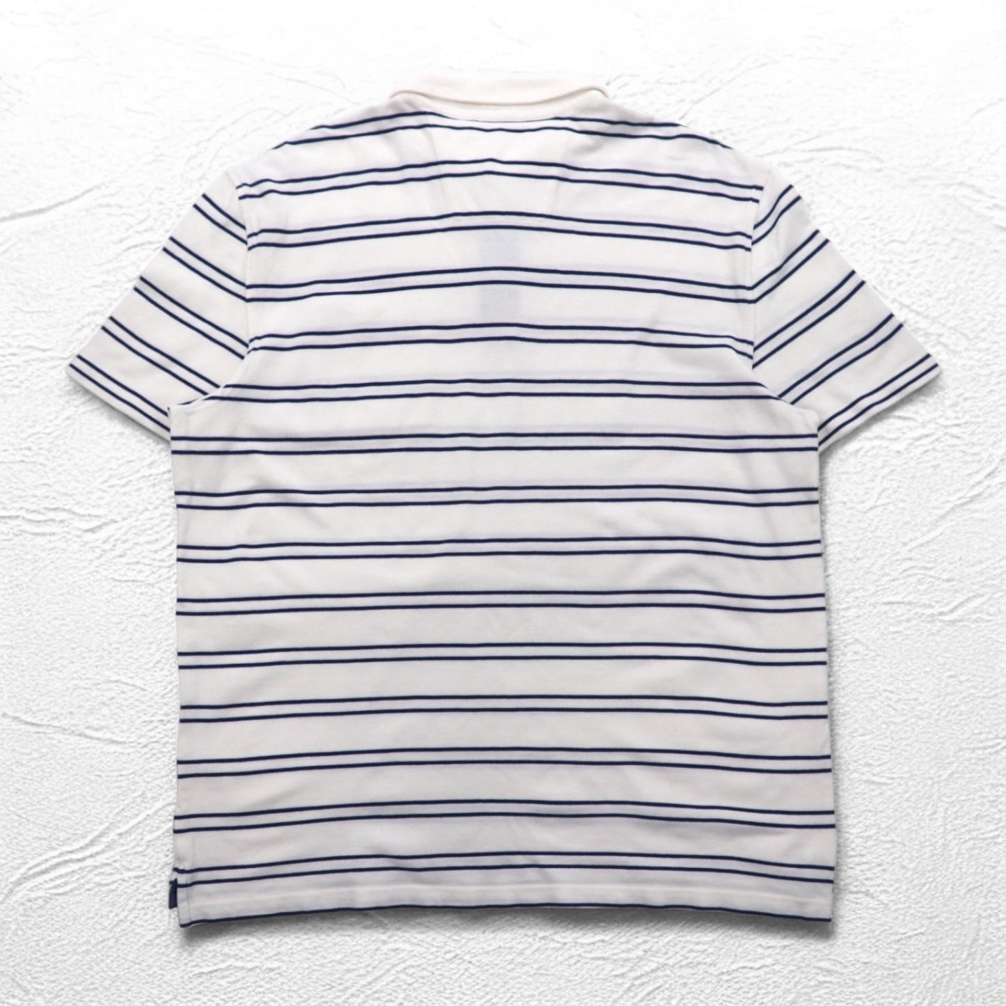 NAUTICA ボーダー ポロシャツ 3XL ホワイト ネイビー 鹿の子 ビッグサイズ ワンポイントロゴ刺繍