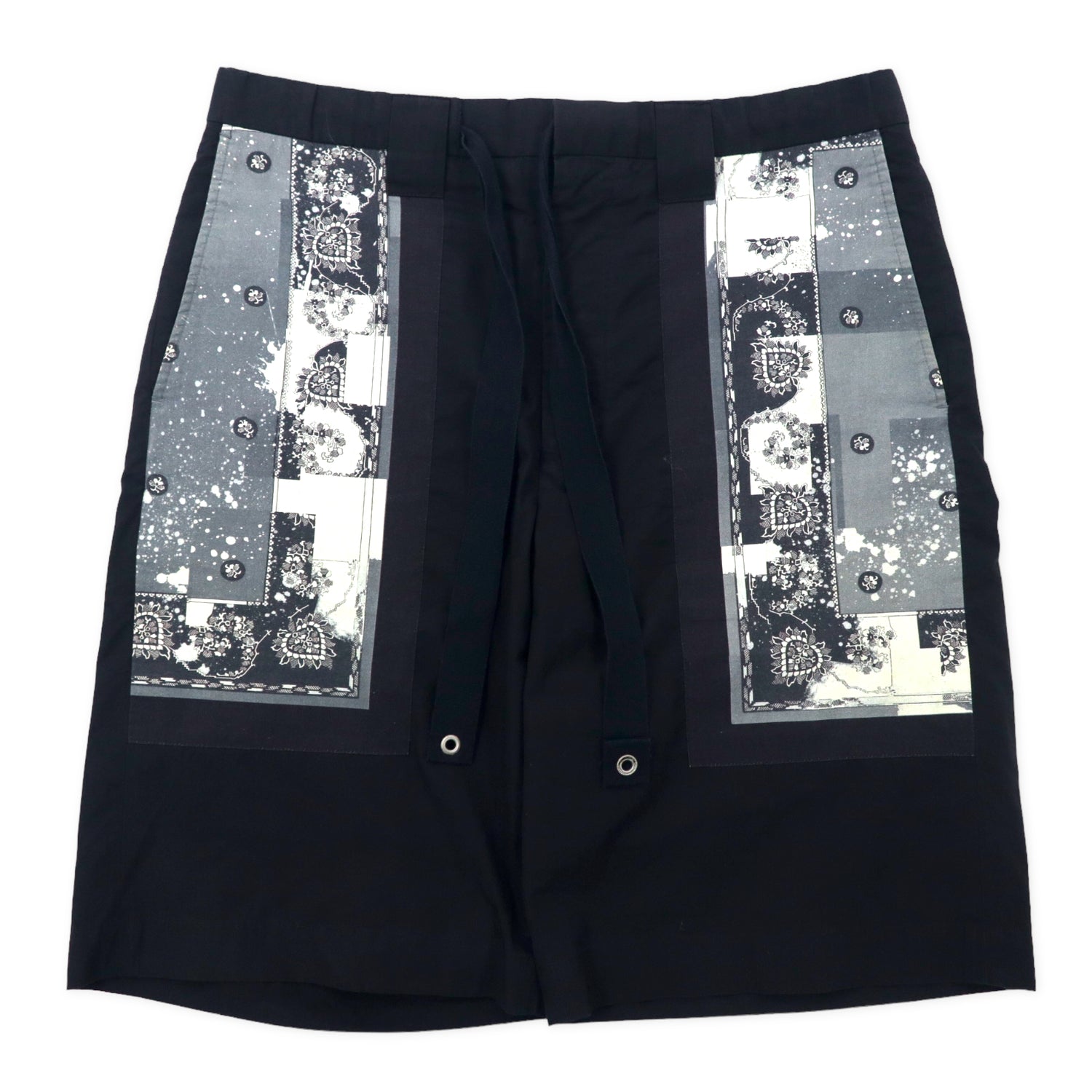 Mihara yasuhiro Bandana short PANTS Half Pants 46 Black Cotton