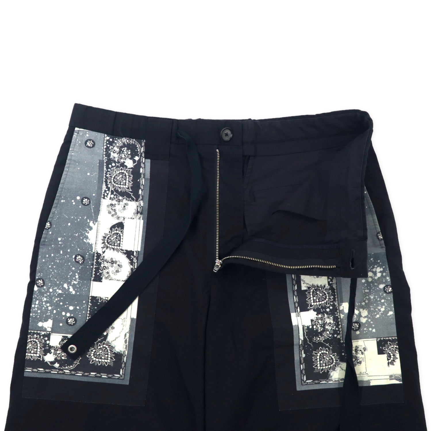 Mihara yasuhiro Bandana short PANTS Half Pants 46 Black Cotton