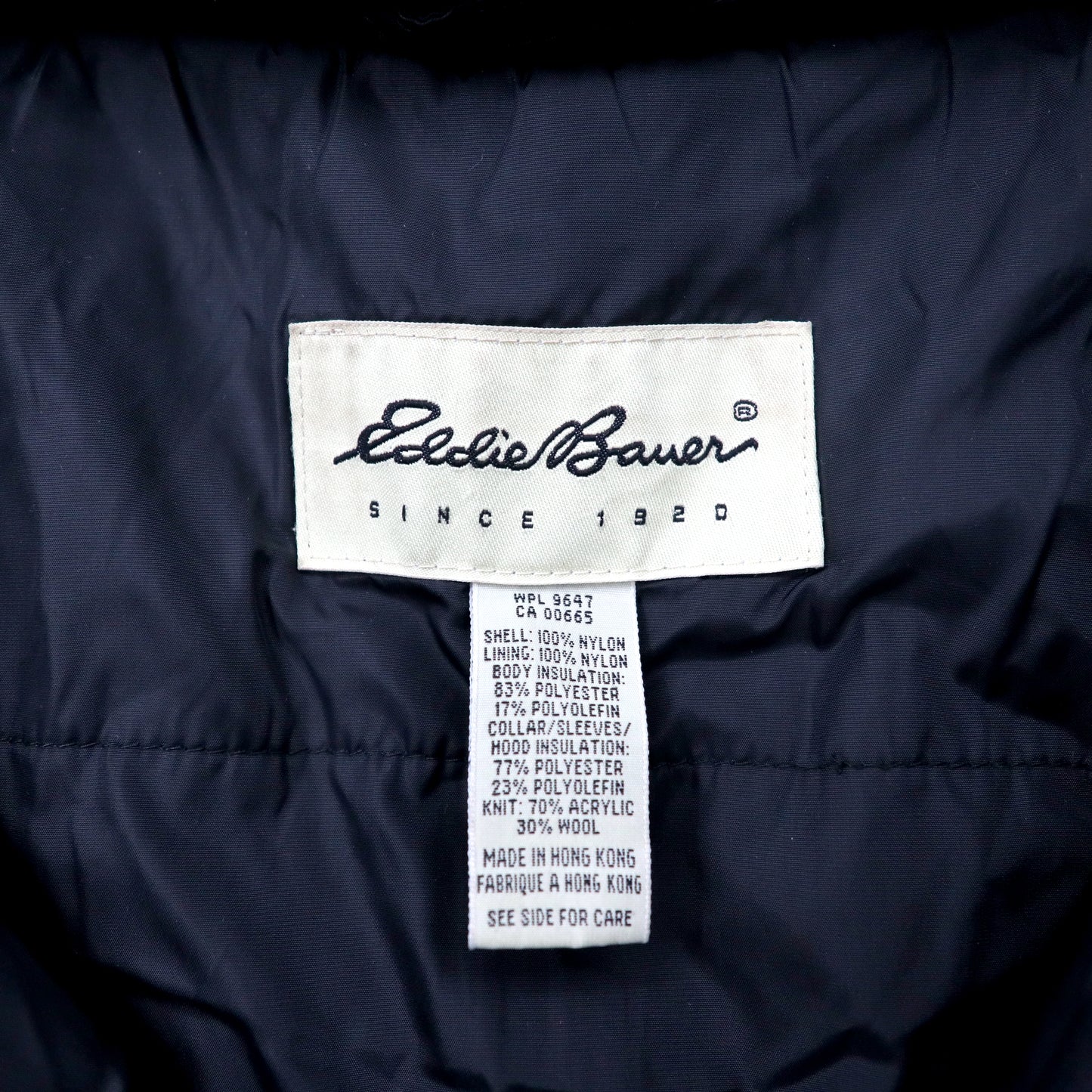 Eddie Bauer 90年代 マウンテンジャケット L ブラック ナイロン 中綿 ドローコード フード着脱式 ダブルジップ