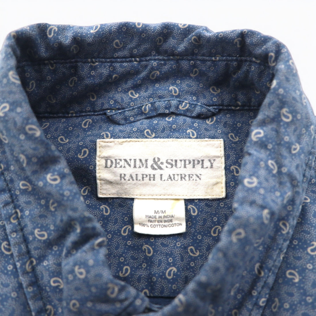 DENIM & SUPPLY RALPH LAUREN ペイズリー ボタンダウンシャツ M ネイビー 総柄 コットン