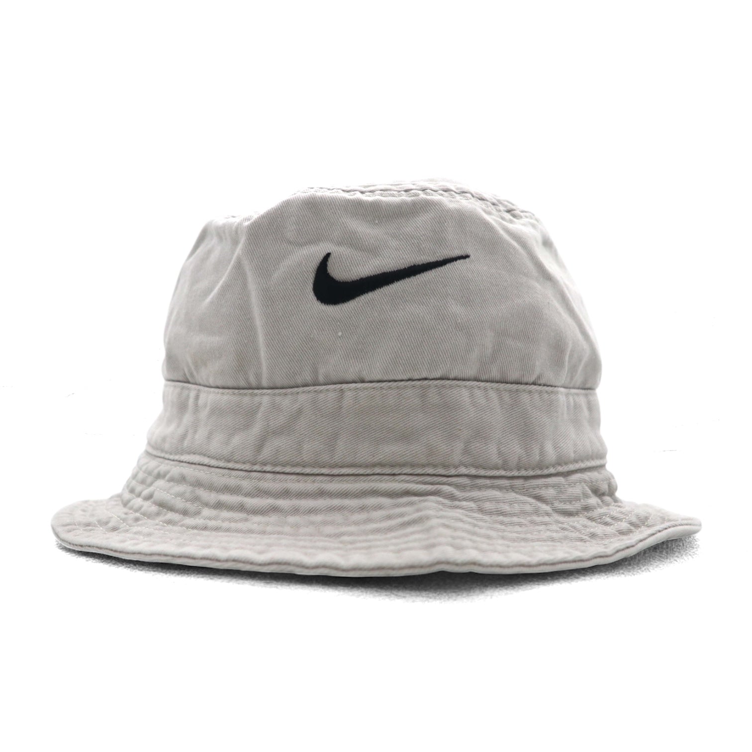 NIKE 90s Silver Tag Swoosh Embroidered Bucket Hat L Beige Cotton