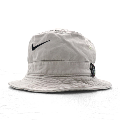 NIKE 90年代 銀タグ スウォッシュ 刺繍 バケットハット L ベージュ コットン