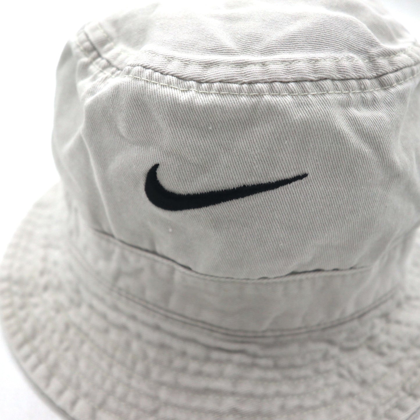NIKE 90年代 銀タグ スウォッシュ 刺繍 バケットハット L ベージュ コットン