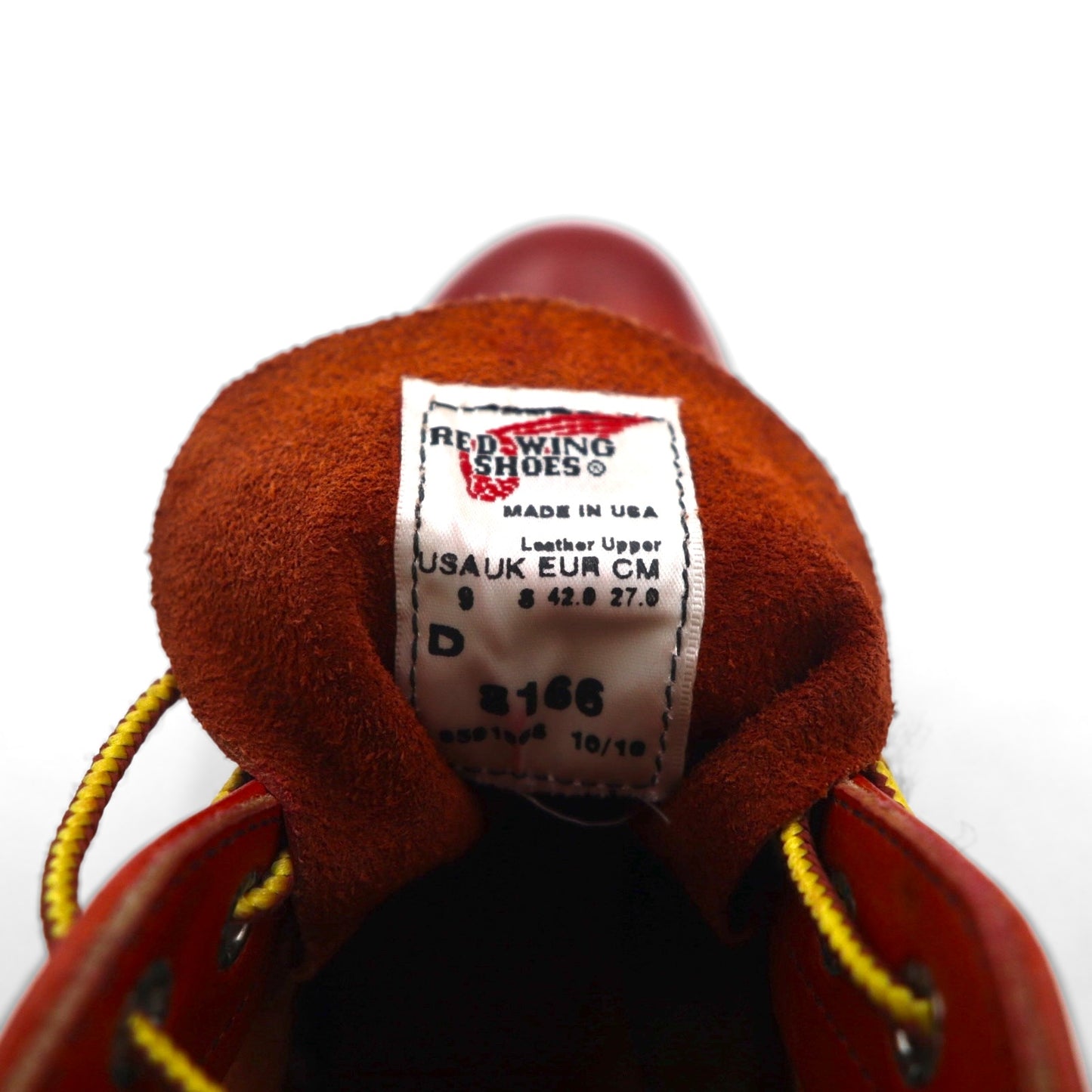 REDWING 6-inch Classic Round Work Boots, Size 27cm, Red, Aurora Set Leather, 8166