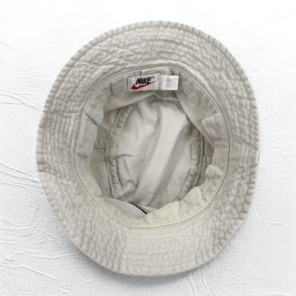 NIKE 90年代 銀タグ スウォッシュ 刺繍 バケットハット L ベージュ コットン