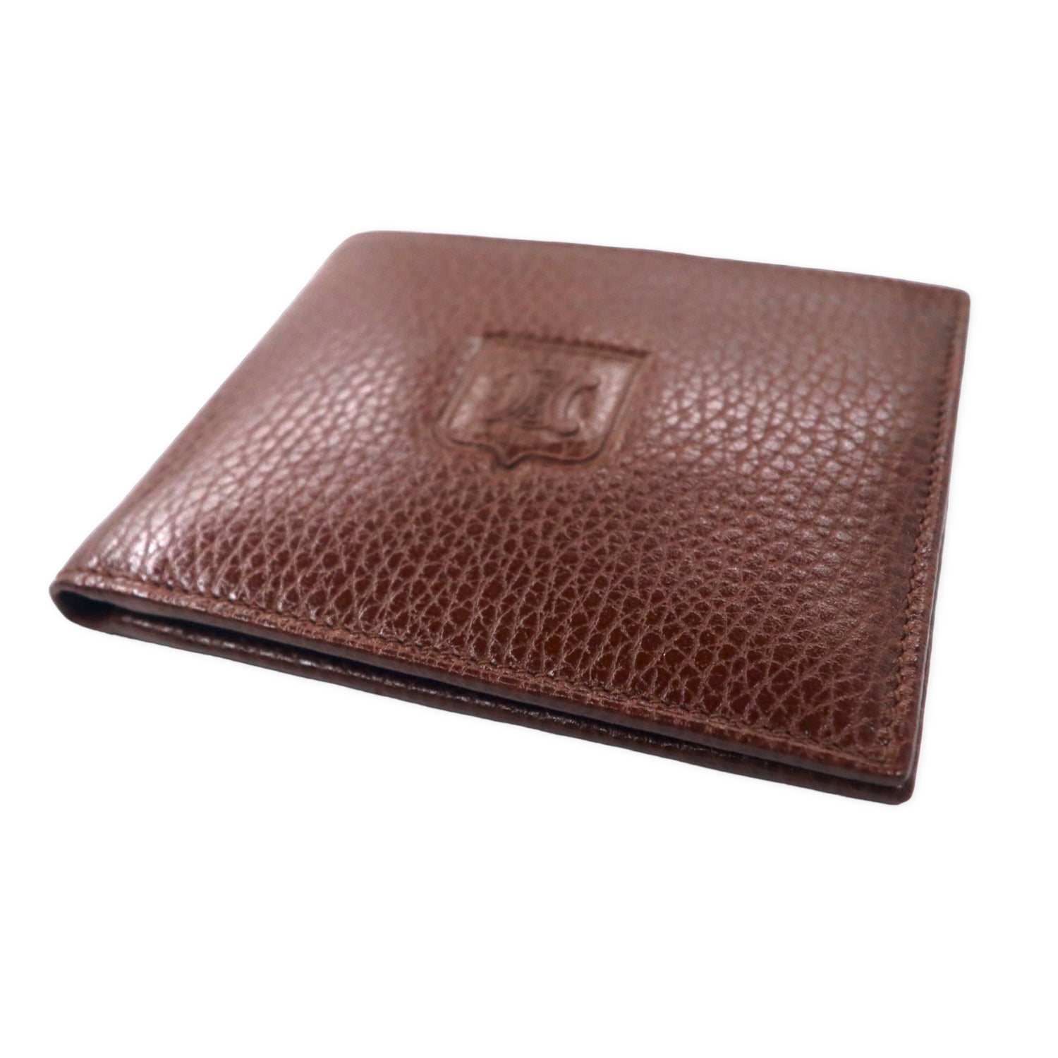 CELINE 2 -fold wallet brown leather type pressing tritage engraved 
