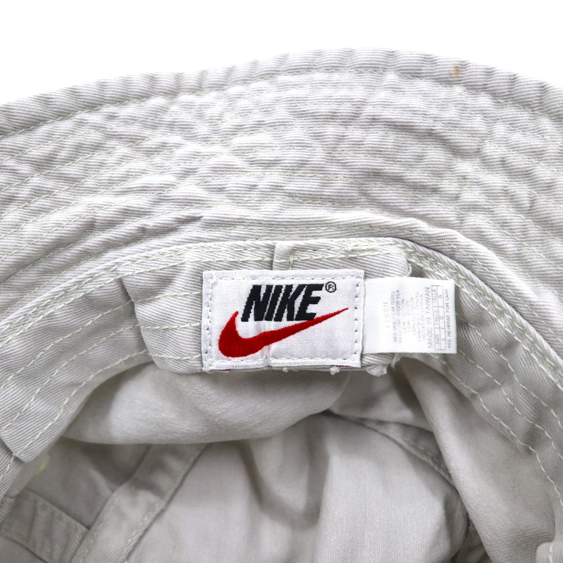 NIKE 90年代 銀タグ スウォッシュ 刺繍 バケットハット L ベージュ コットン