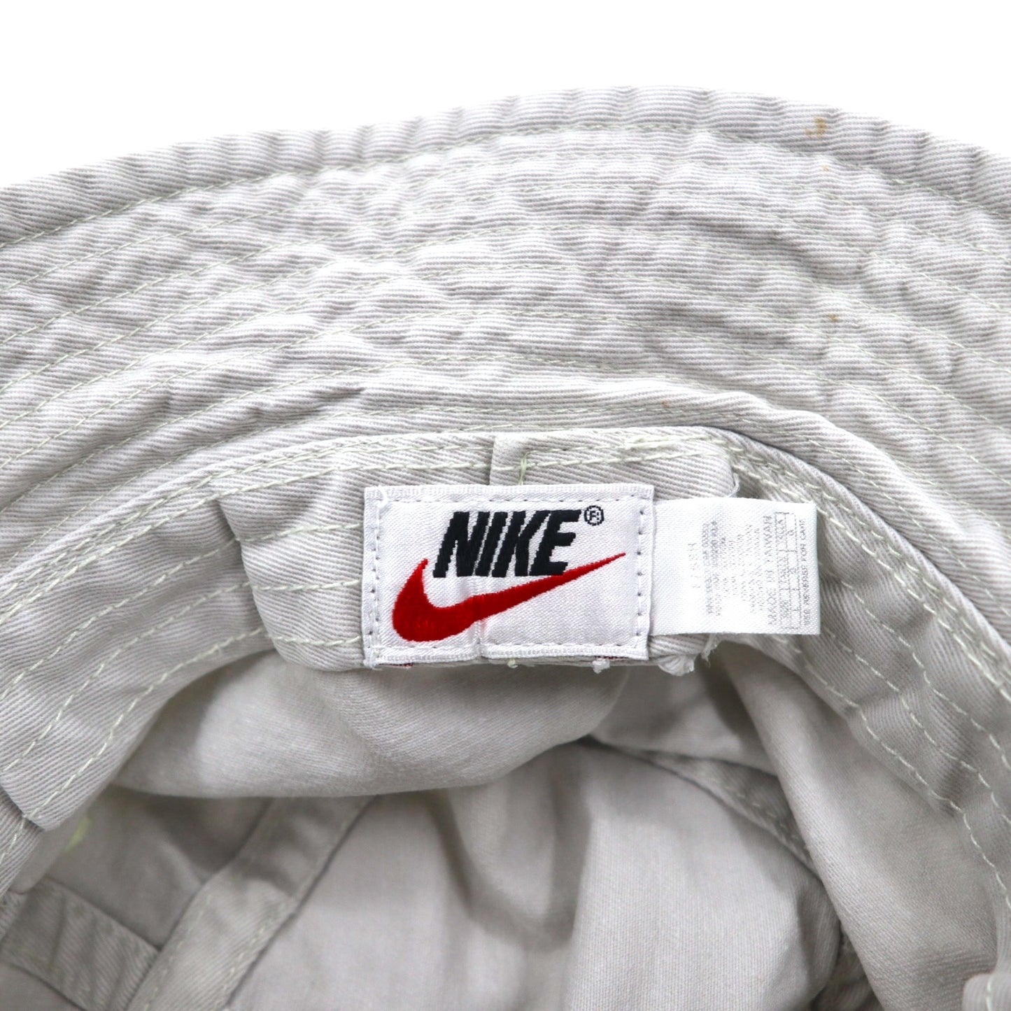 NIKE 90年代 銀タグ スウォッシュ 刺繍 バケットハット L ベージュ コットン