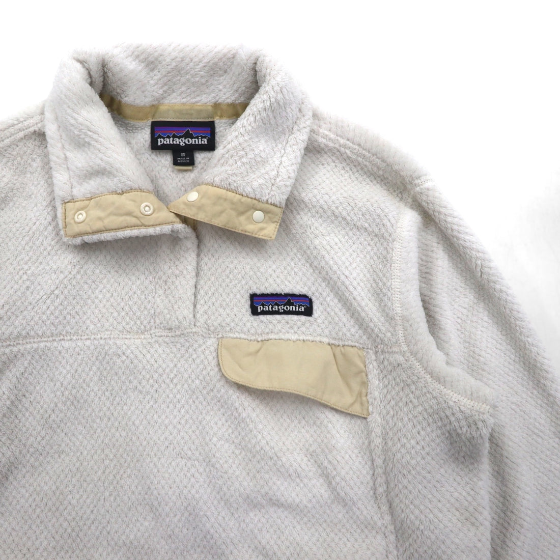 Patagonia リツール スナップT プルオーバー フリースジャケット M ホワイト カンガルーポケット 25442