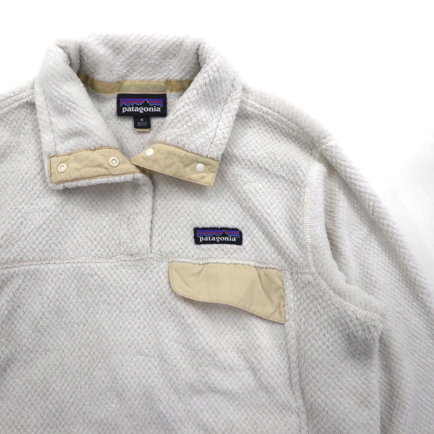 Patagonia リツール スナップT プルオーバー フリースジャケット M ホワイト カンガルーポケット 25442