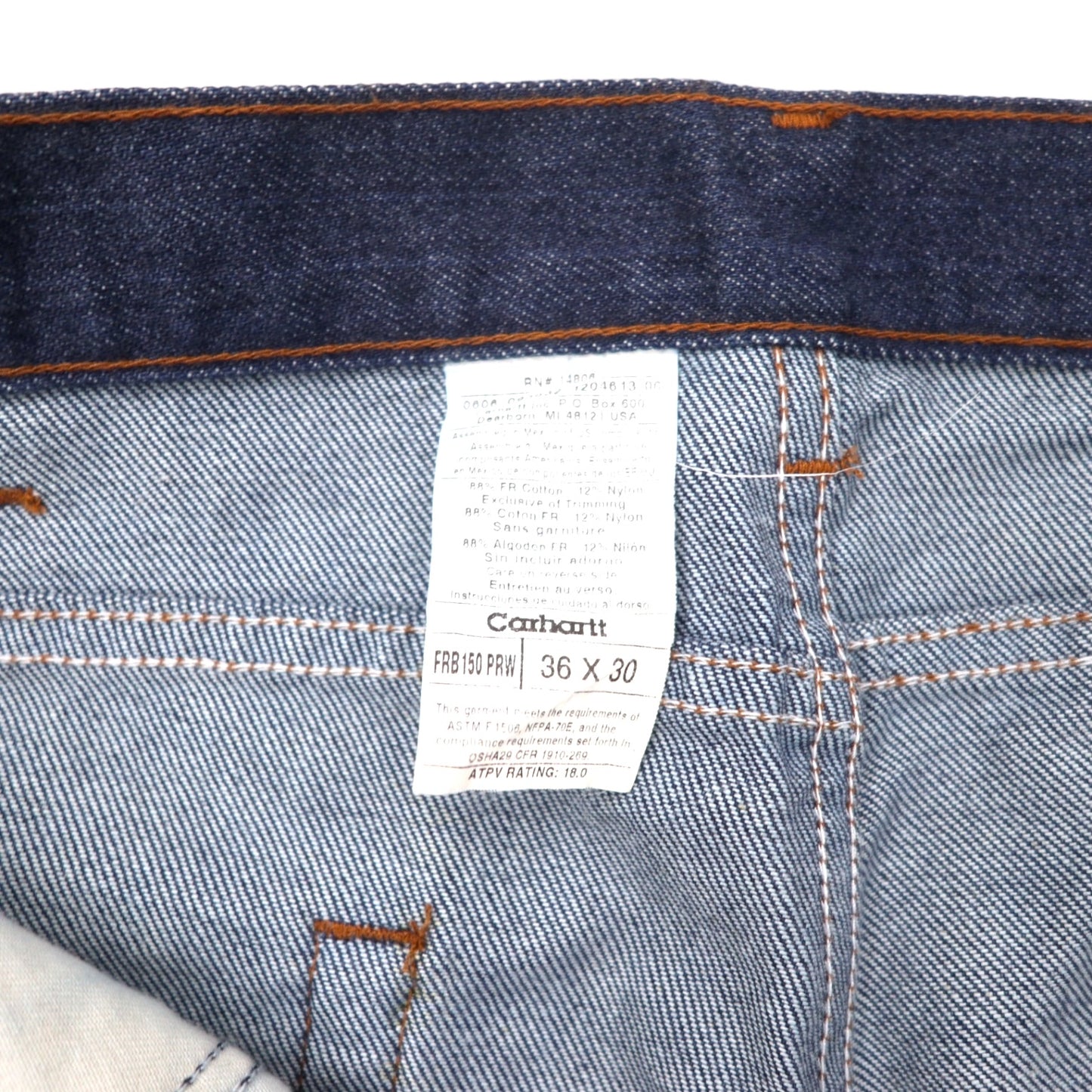 Carhartt FR バギー デニムパンツ 36 ブルー コットン 難燃素材 Mens Blue Fire Resistant Jeans FRB 150 PRW メキシコ製