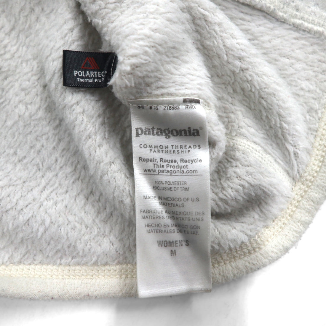 Patagonia リツール スナップT プルオーバー フリースジャケット M ホワイト カンガルーポケット 25442
