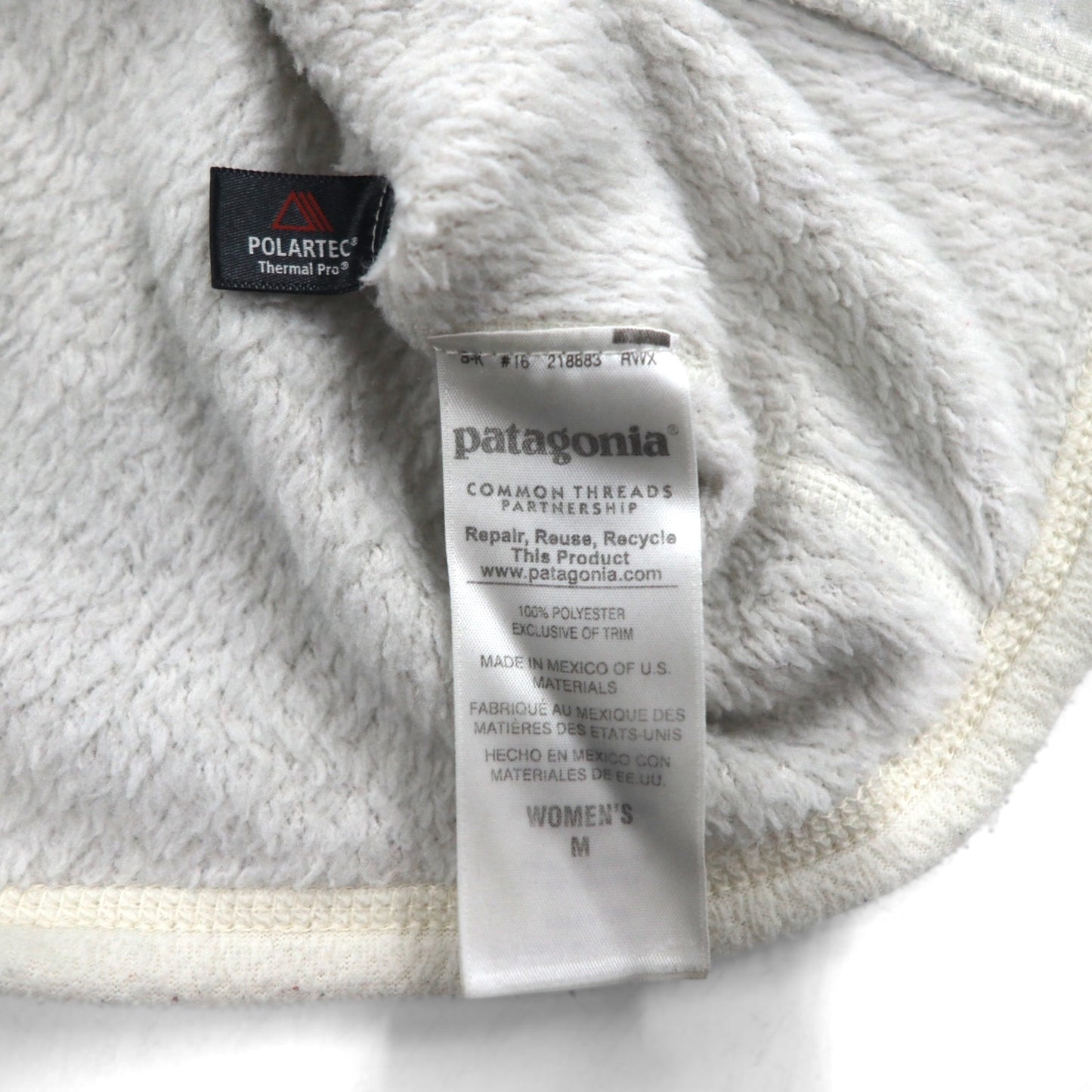 Patagonia リツール スナップT プルオーバー フリースジャケット M ホワイト カンガルーポケット 25442