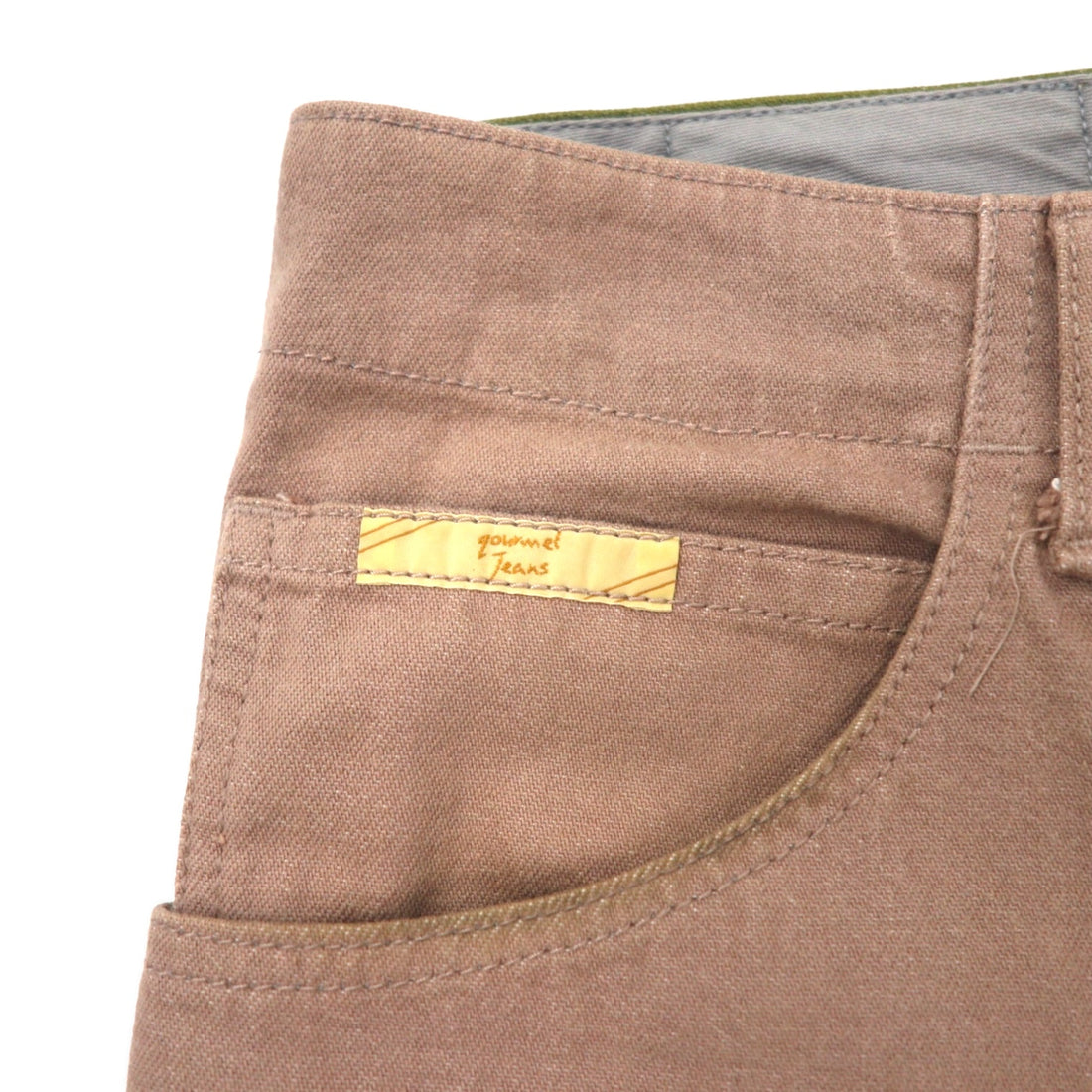 gourmet jeans tapered denim pants size 32 brown khaki bicolor cotton TYPE-03 LEAN made in Japan