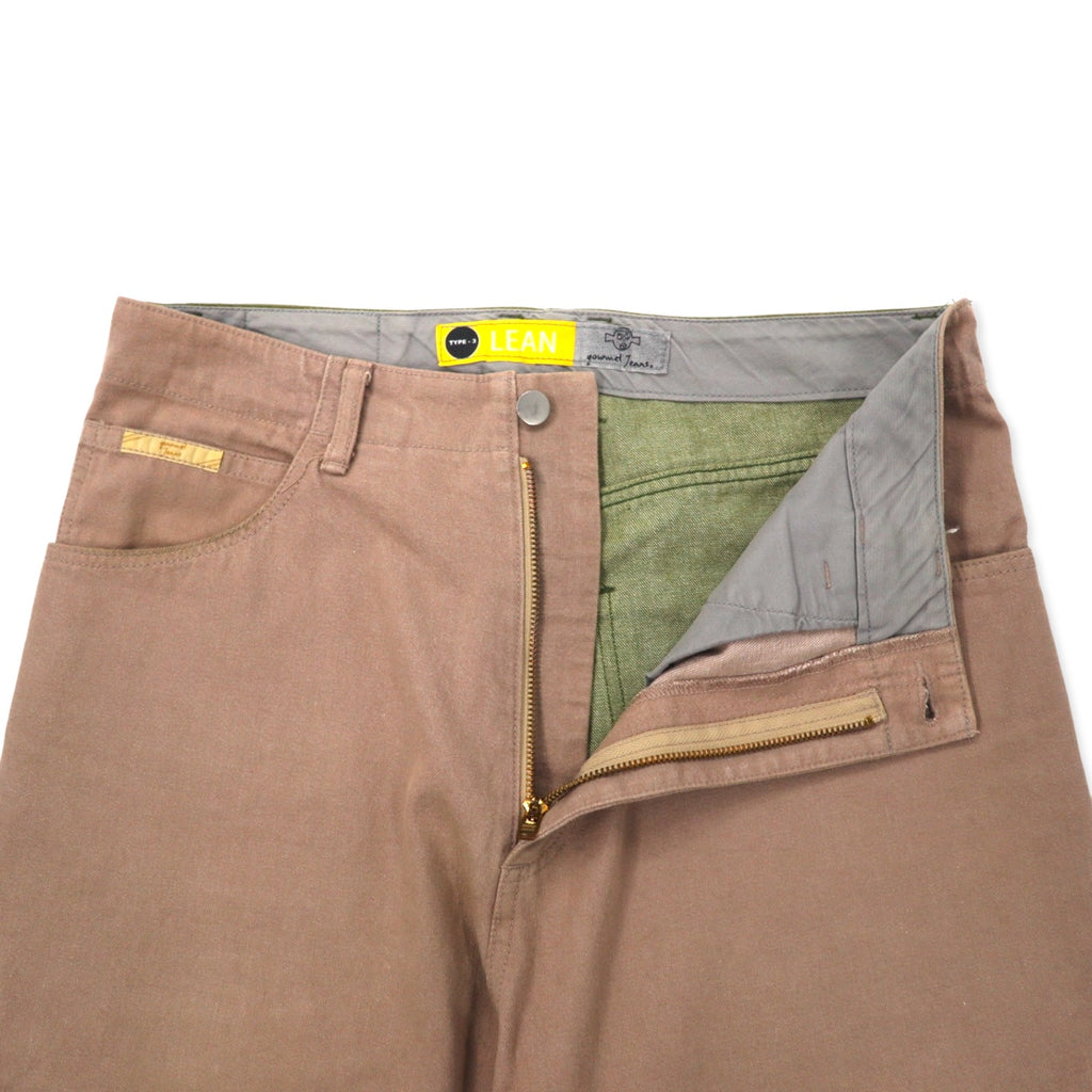 gourmet jeans tapered denim pants size 32 brown khaki bicolor cotton TYPE-03 LEAN made in Japan