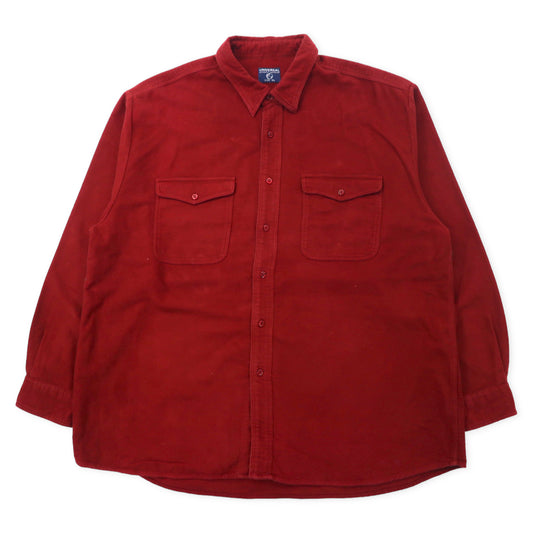 日本然リトテ-古着オンライン-UNIVERSAL AUTHENTIC JEANS WEAR ヘビーフランネルシャツ XL レッド コットン ビッグサイズ-UNIVERSAL AUTHENTIC JEANS WEAR Heavy FLANNEL SHIRT XL Red Cotton Big Size