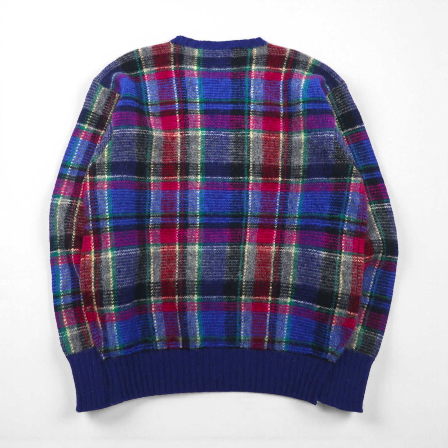 Polo Ralph Lauren 90年代 ラムウール ニット セーター M ブルー チェック 羊毛 未使用品