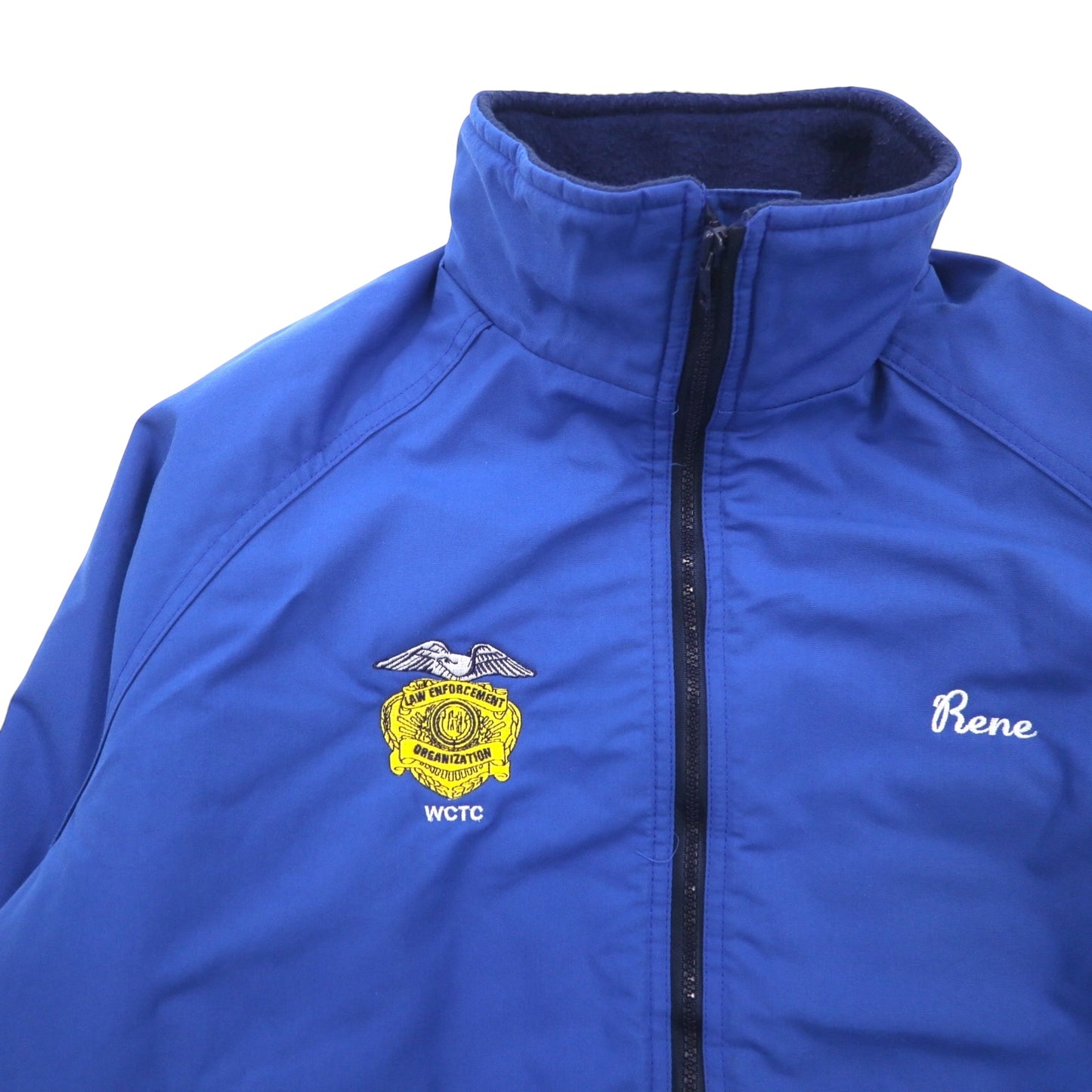 SPORTSMASTER 90s USA Sport Jacket, XL, Blue, Nylon Jacket with Polarfleece Fleece Lining, High Neck, Made in the USA, 1990s