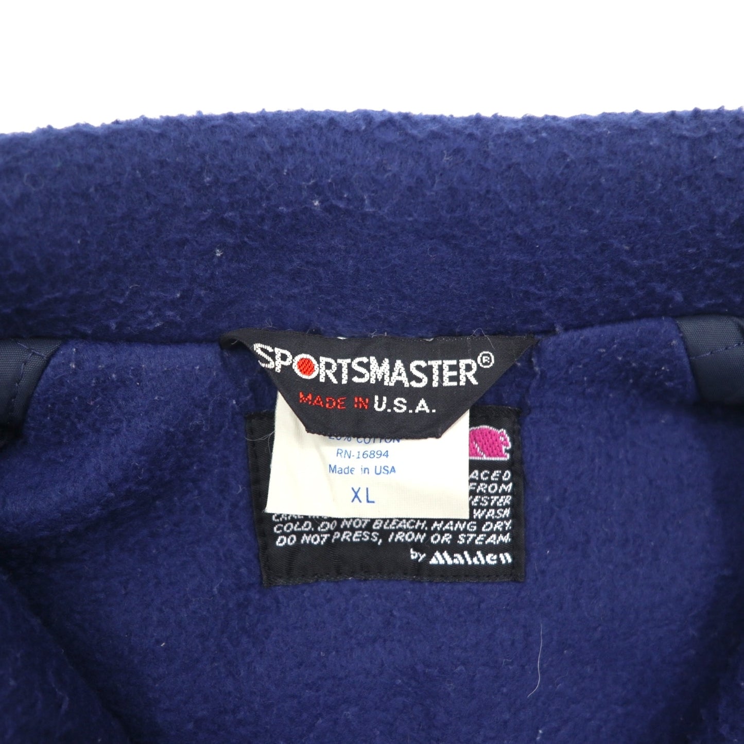 SPORTSMASTER 90s USA Sport Jacket, XL, Blue, Nylon Jacket with Polarfleece Fleece Lining, High Neck, Made in the USA, 1990s