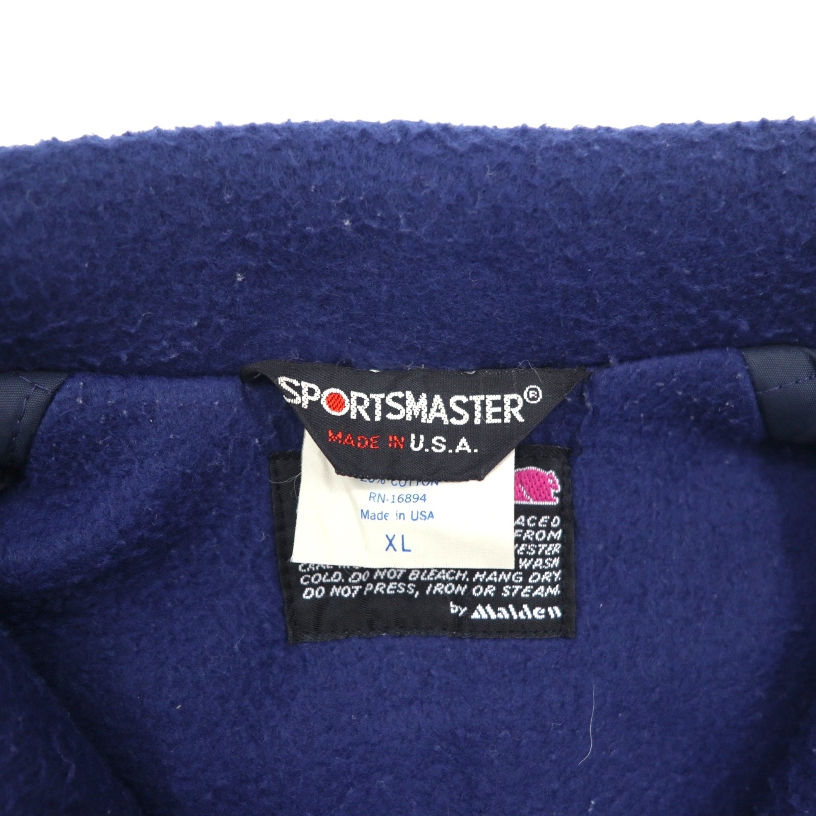 SPORTSMASTER 90s USA Sport Jacket, XL, Blue, Nylon Jacket with Polarfleece Fleece Lining, High Neck, Made in the USA, 1990s