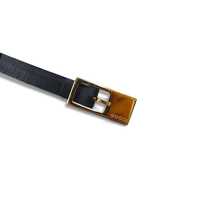 GUCCI スネークチェーン ナロー ベルト ゴールド ブラック メタル レザー 037 0391 114963 26 イタリア製