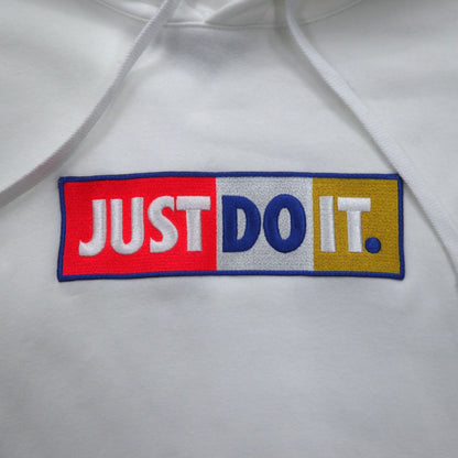 NIKE Pullover Hoodie XL White Cotton JUST DO IT CJ4776-100