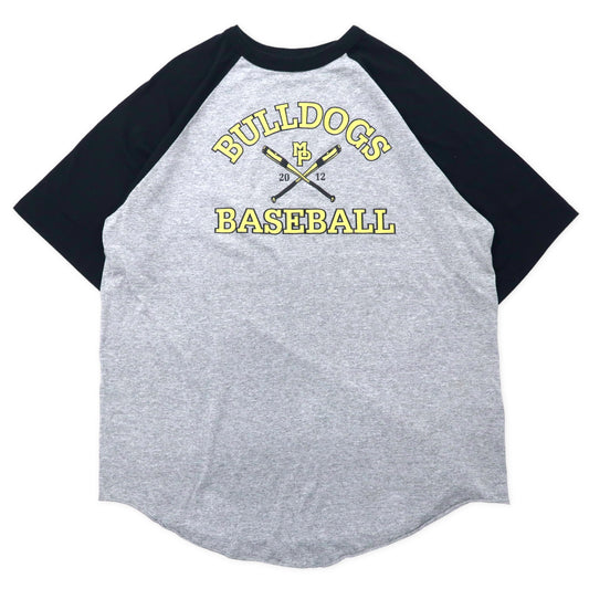 日本然リトテ-古着オンライン-AUGUSTA SPORTSWEAR ラグランTシャツ 2XL グレー コットン BULLDOGS BASEBALL ビッグサイズ メキシコ製-Augusta Sportswear Raglan T-Shirt 2XL Gray Cotton BULLDOGS Baseball Big Size Mexico Made