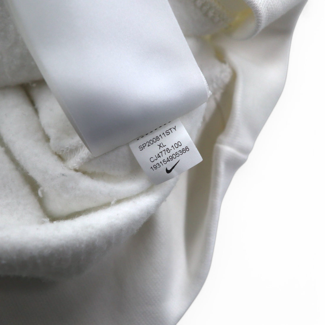NIKE Pullover Hoodie XL White Cotton JUST DO IT CJ4776-100