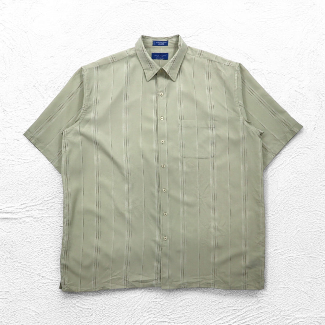 TOWN CRAFT 90年代 半袖シャツ 2XL ベージュ ストライプ ポリエステル 胸ポケット