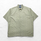 TOWN CRAFT 90年代 半袖シャツ 2XL ベージュ ストライプ ポリエステル 胸ポケット