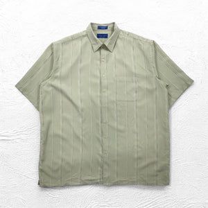 TOWN CRAFT 90年代 半袖シャツ 2XL ベージュ ストライプ ポリエステル 胸ポケット