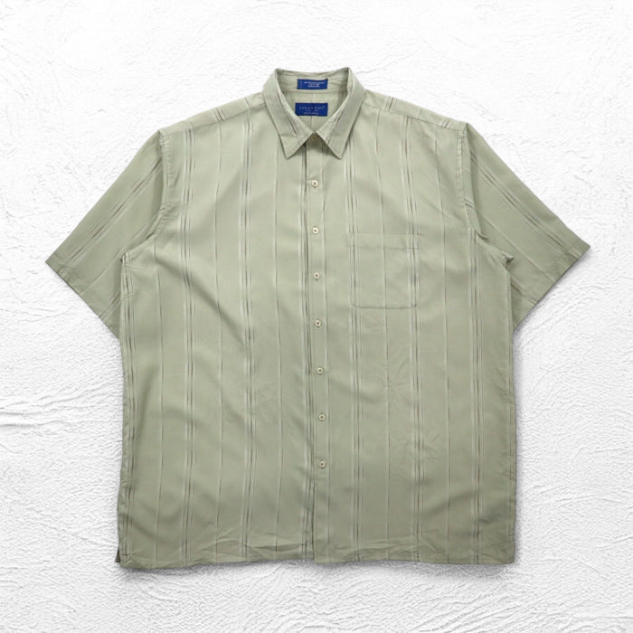 TOWN CRAFT 90年代 半袖シャツ 2XL ベージュ ストライプ ポリエステル 胸ポケット