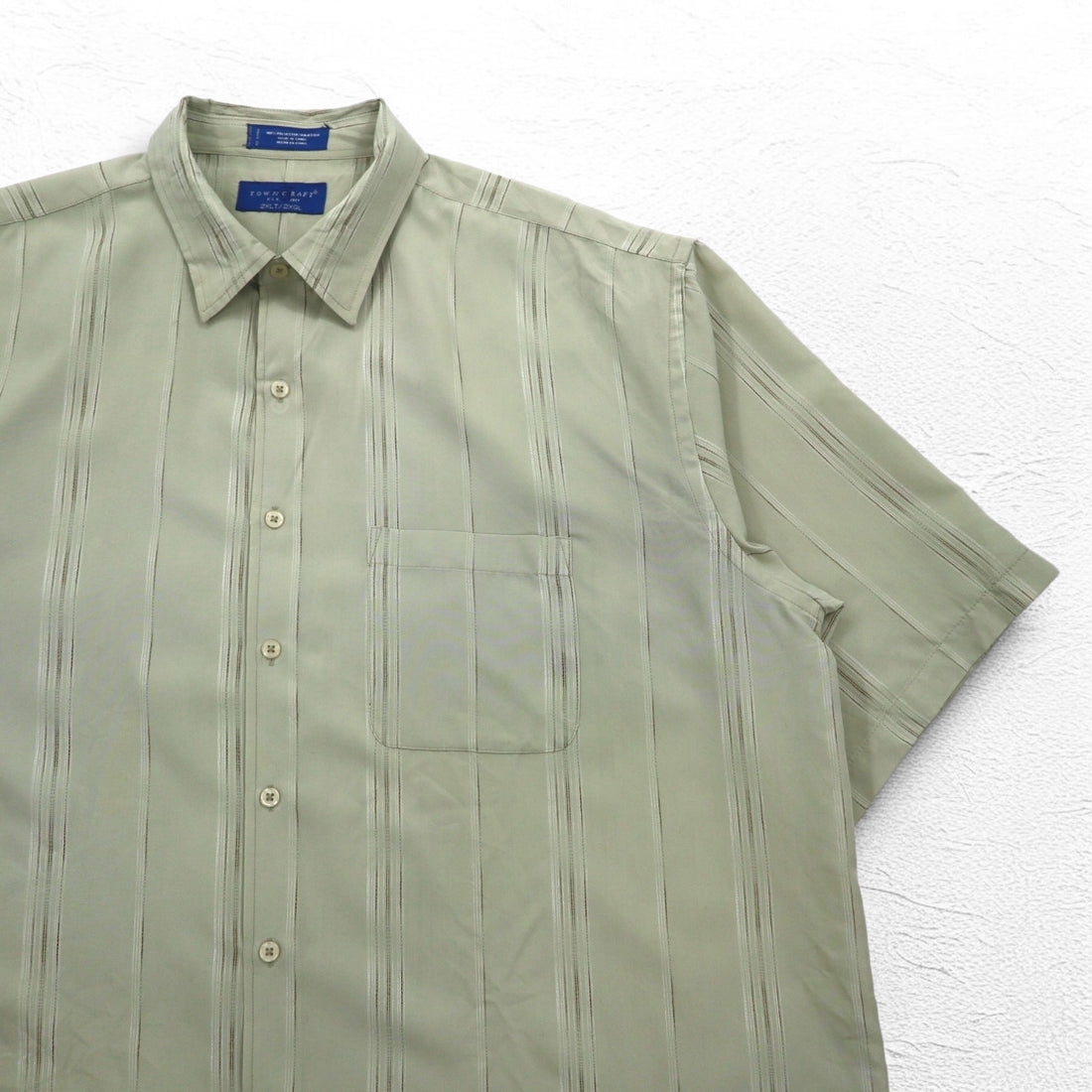 TOWN CRAFT 90年代 半袖シャツ 2XL ベージュ ストライプ ポリエステル 胸ポケット