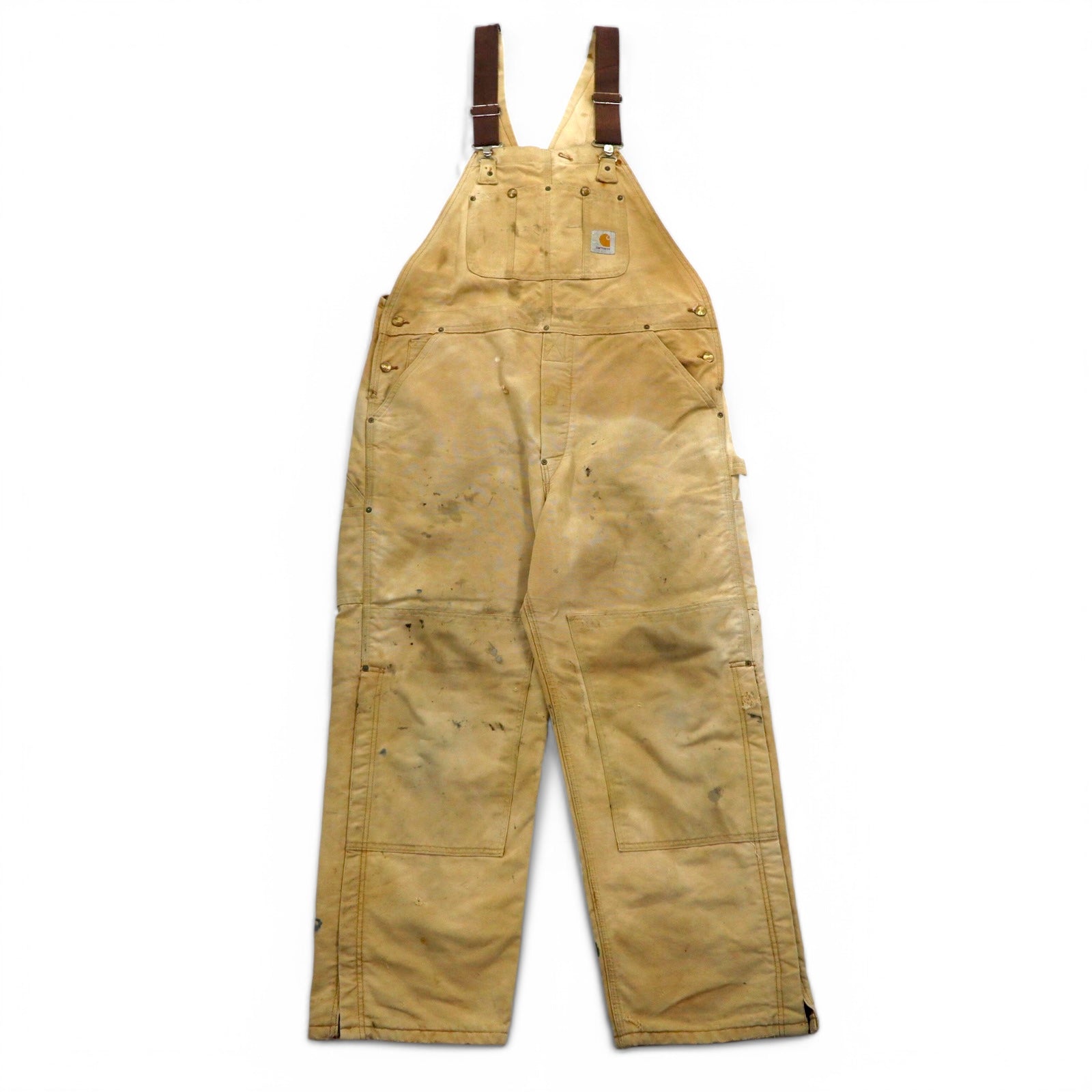 Carhartt USA Made 80s Double Knee Bib Overalls XL Beige Duck Fabric Star Tag 6FBQZ