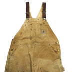 Carhartt USA Made 80s Double Knee Bib Overalls XL Beige Duck Fabric Star Tag 6FBQZ
