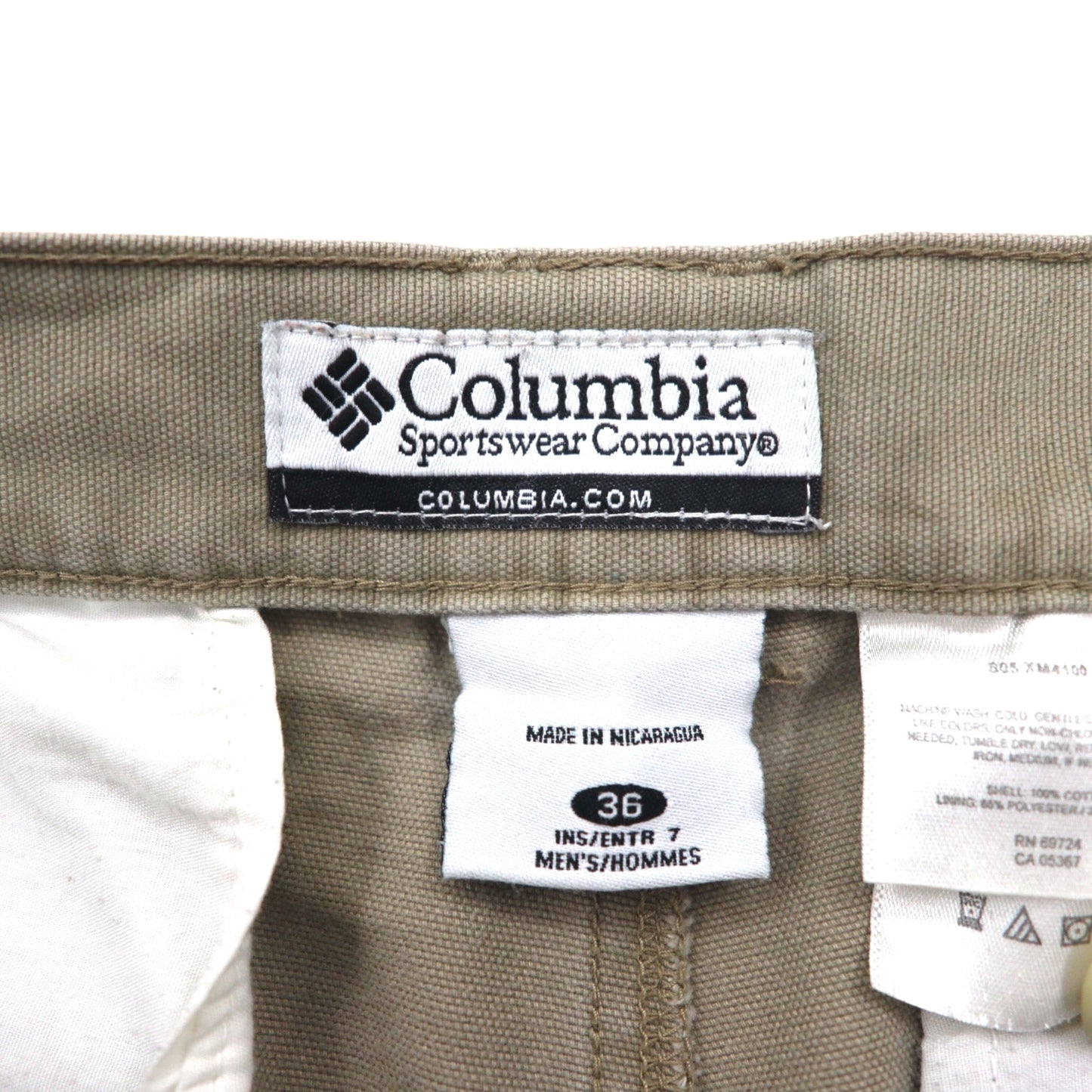 Columbia 2000s Duck Shorts, Khaki, Flap Pockets, Size L, XM4100, Made in Nicaragua