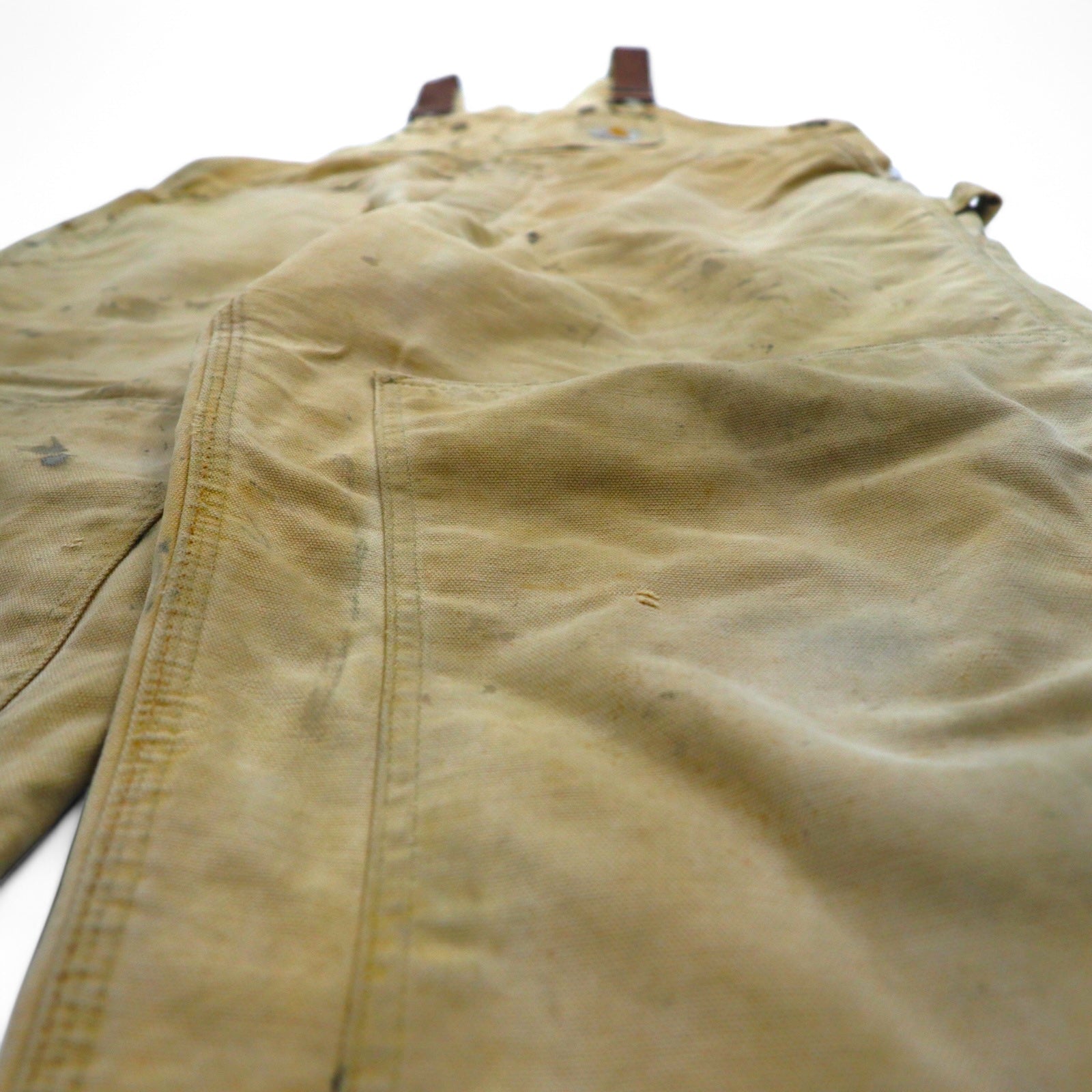 Carhartt USA Made 80s Double Knee Bib Overalls XL Beige Duck Fabric Star Tag 6FBQZ