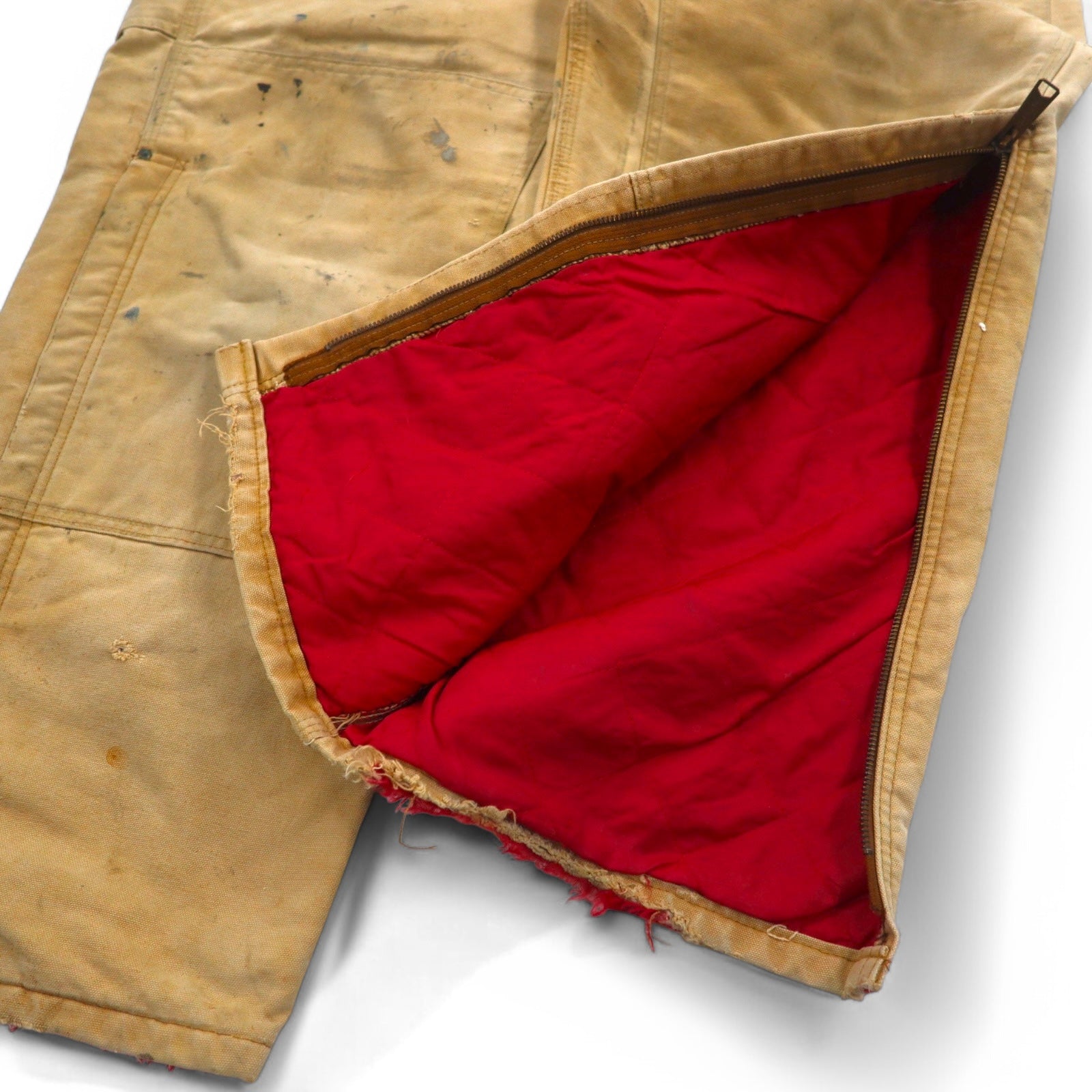 Carhartt USA Made 80s Double Knee Bib Overalls XL Beige Duck Fabric Star Tag 6FBQZ