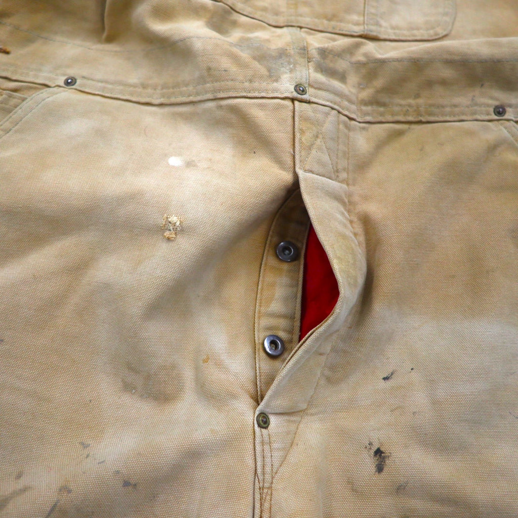 Carhartt USA Made 80s Double Knee Bib Overalls XL Beige Duck Fabric Star Tag 6FBQZ