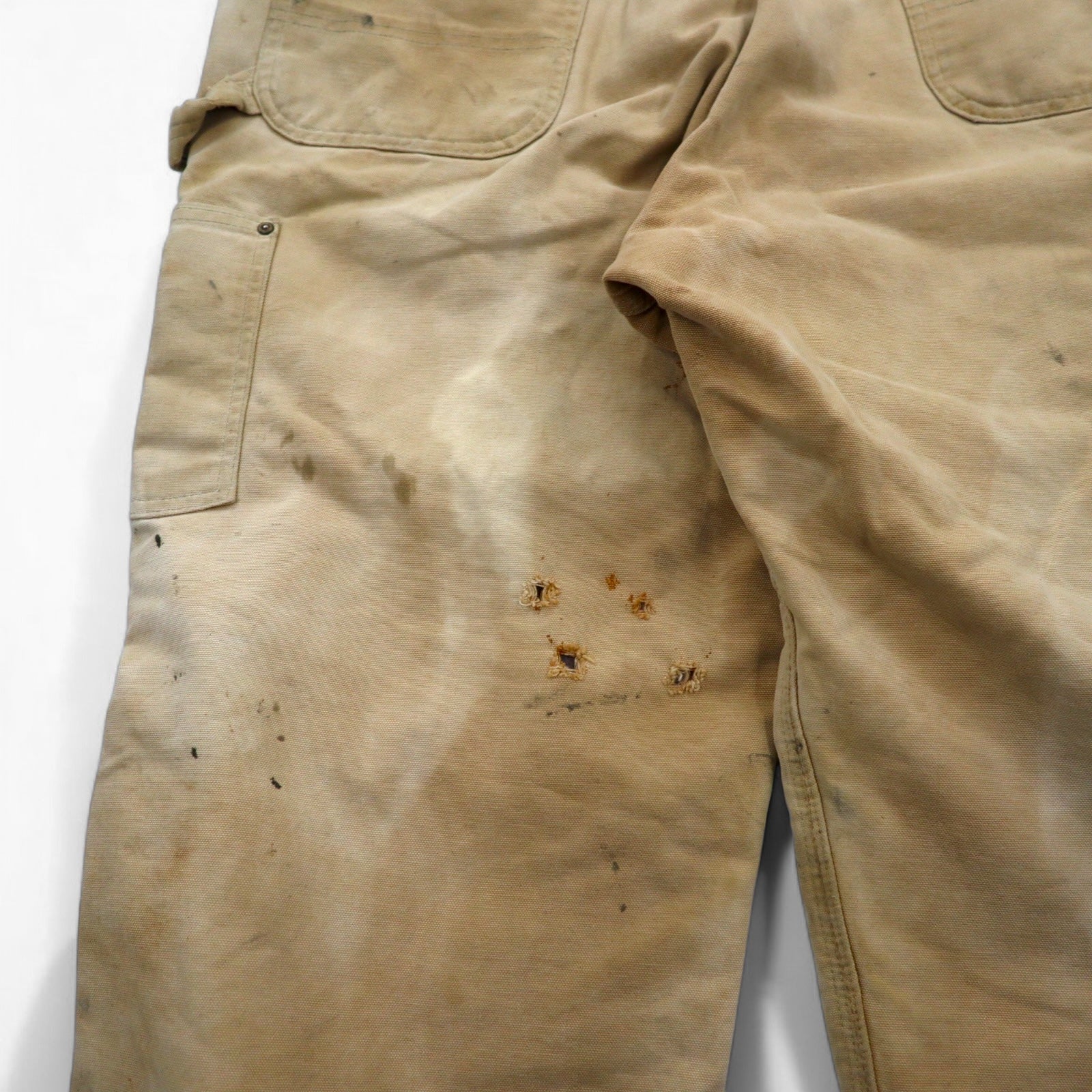 Carhartt USA Made 80s Double Knee Bib Overalls XL Beige Duck Fabric Star Tag 6FBQZ