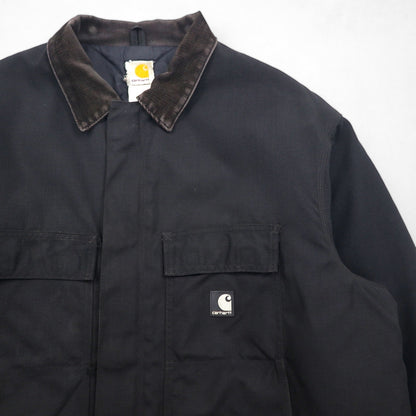 Carhartt Extreme Coat, CORDURA nylon coverall, XL, black, padded, double-zip, corduroy collar, C55