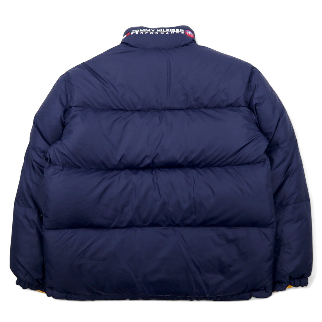 TOMMY HILFIGER 90s Reversible Down Jacket M Navy Yellow Nylon Logo Embroidery COLD STOP