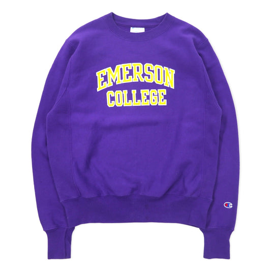 Champion リバースウィーブ スウェット L パープル コットン 裏起毛 青単タグ 復刻 EMERSON COLLEGE ホンジュラス製