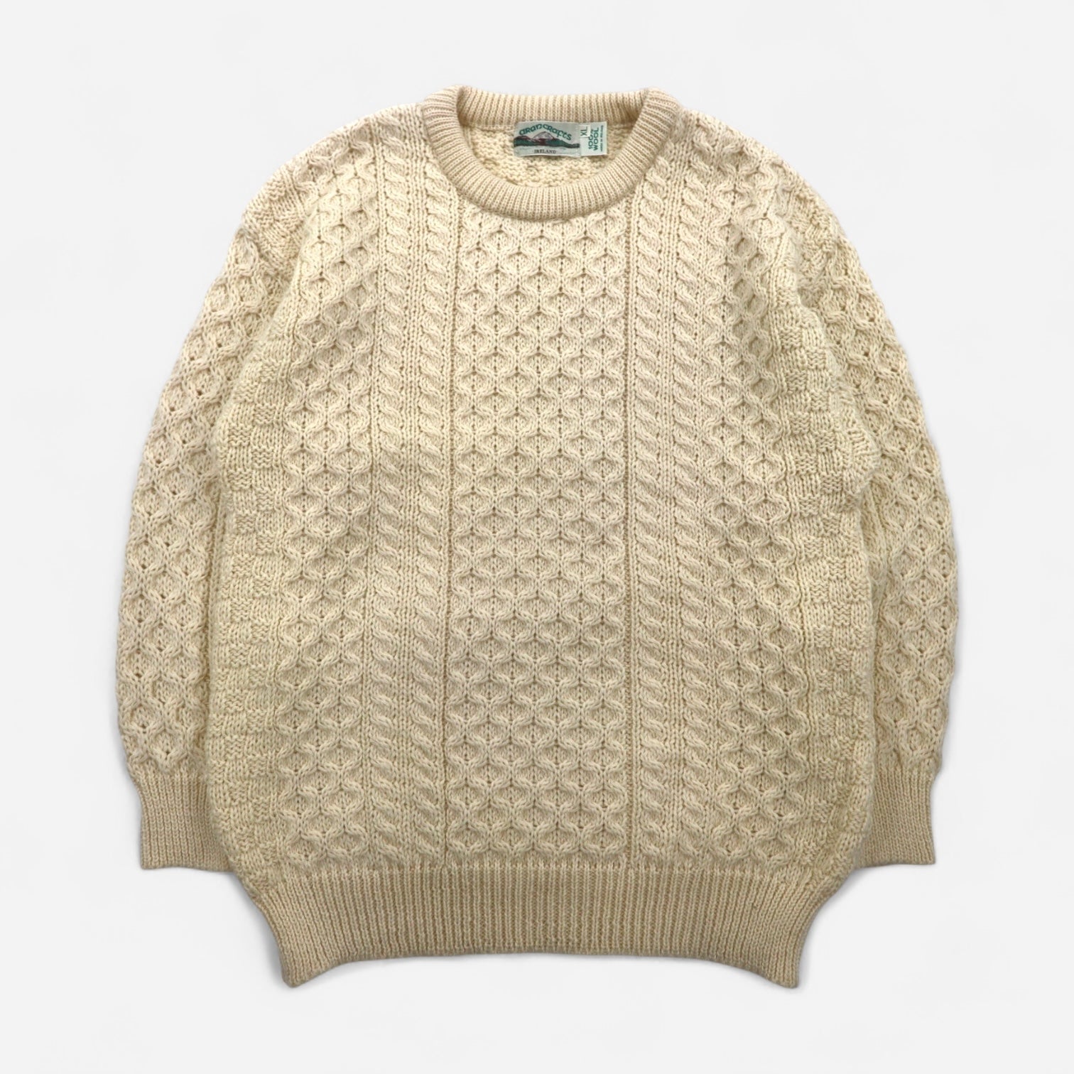 Aran Crafts 90s Fisherman Sweater アランニット フィッシャーマン セーター XL 生成り ウール アイルランド製