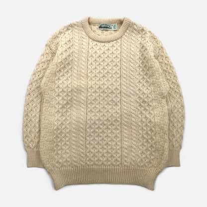 Aran Crafts 90s Fisherman Sweater アランニット フィッシャーマン セーター XL 生成り ウール アイルランド製