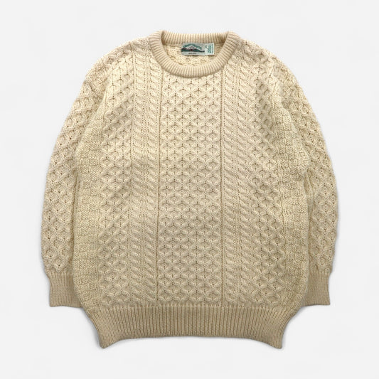 Aran Crafts 90s Fisherman Sweater アランニット フィッシャーマン セーター XL 生成り ウール アイルランド製